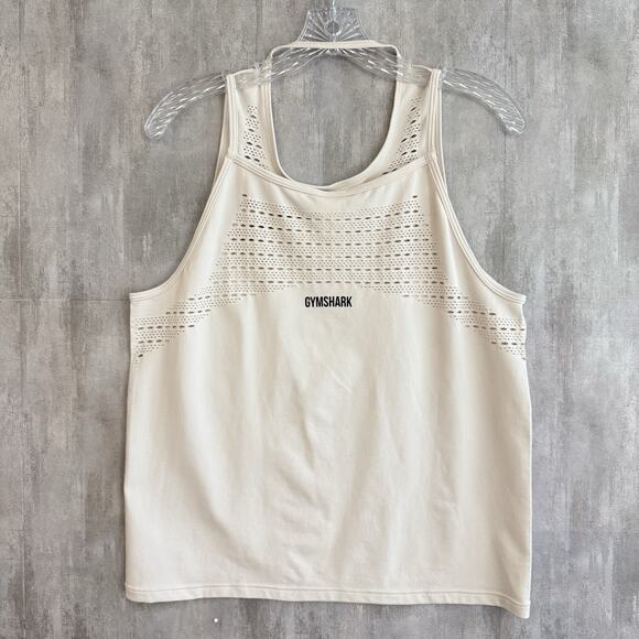 GYMSHARK Energy Seamless Laser-Cut Tank Top Womens Size Medium Ivory Workout Gym - Picture 2 of 10